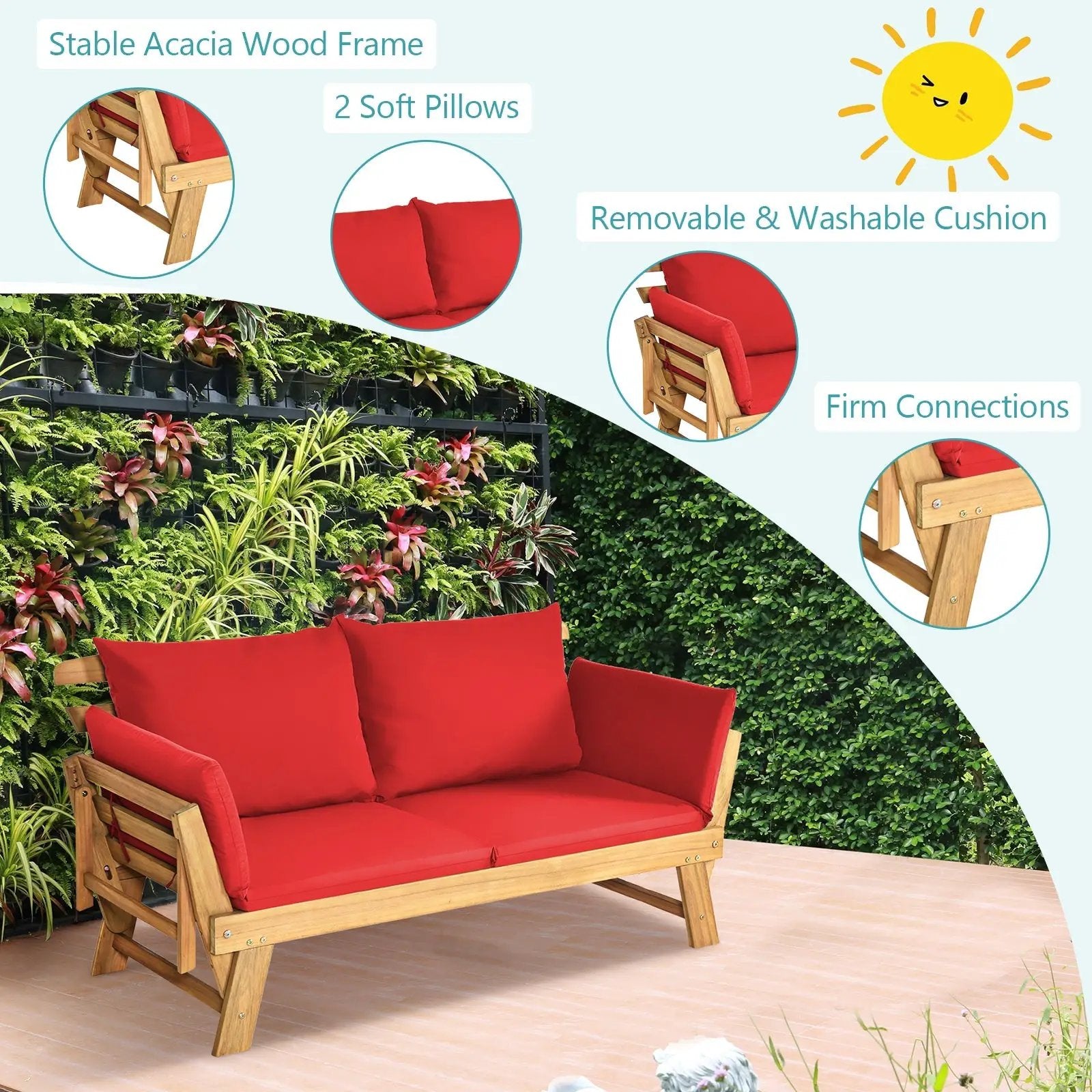 Adjustable Patio Convertible Sofa with Thick Cushion by DirectDeals