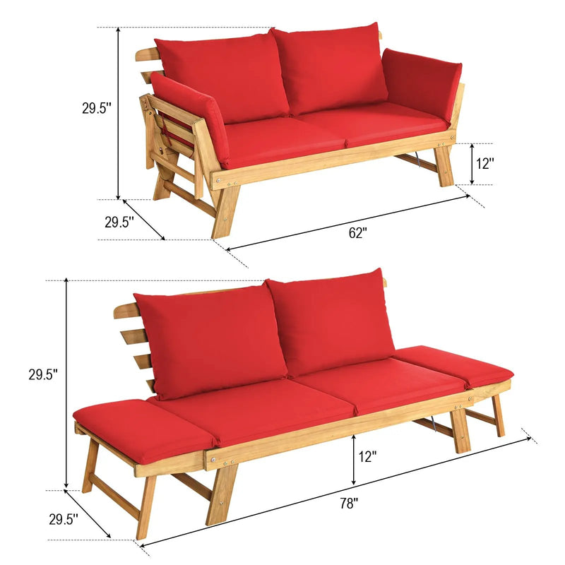 Adjustable Patio Convertible Sofa with Thick Cushion by DirectDeals