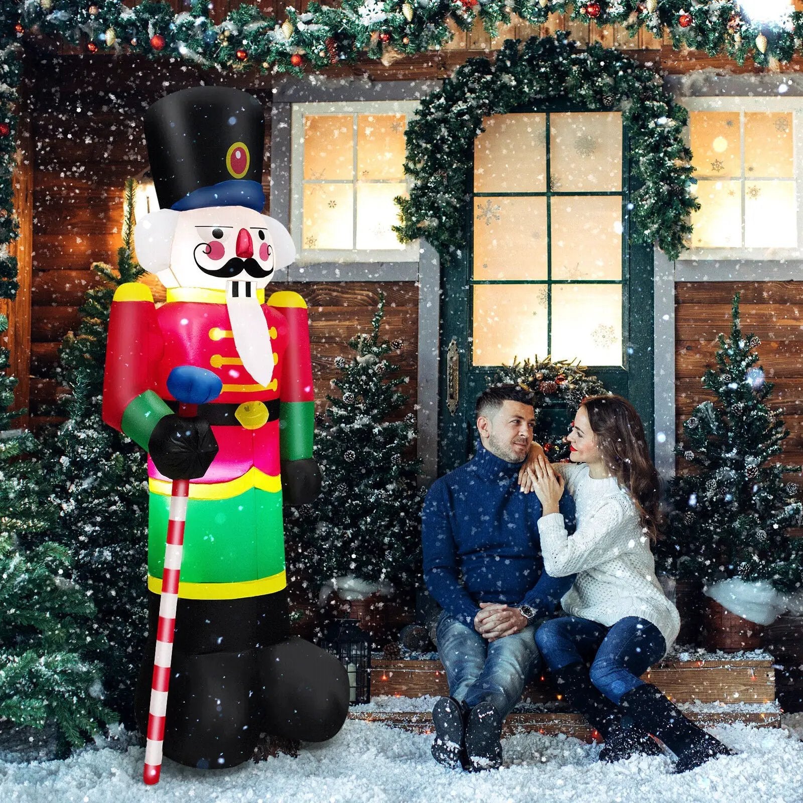 8 Feet Inflatable Nutcracker Soldier with 2 Built-in LED Lights by DirectDeals