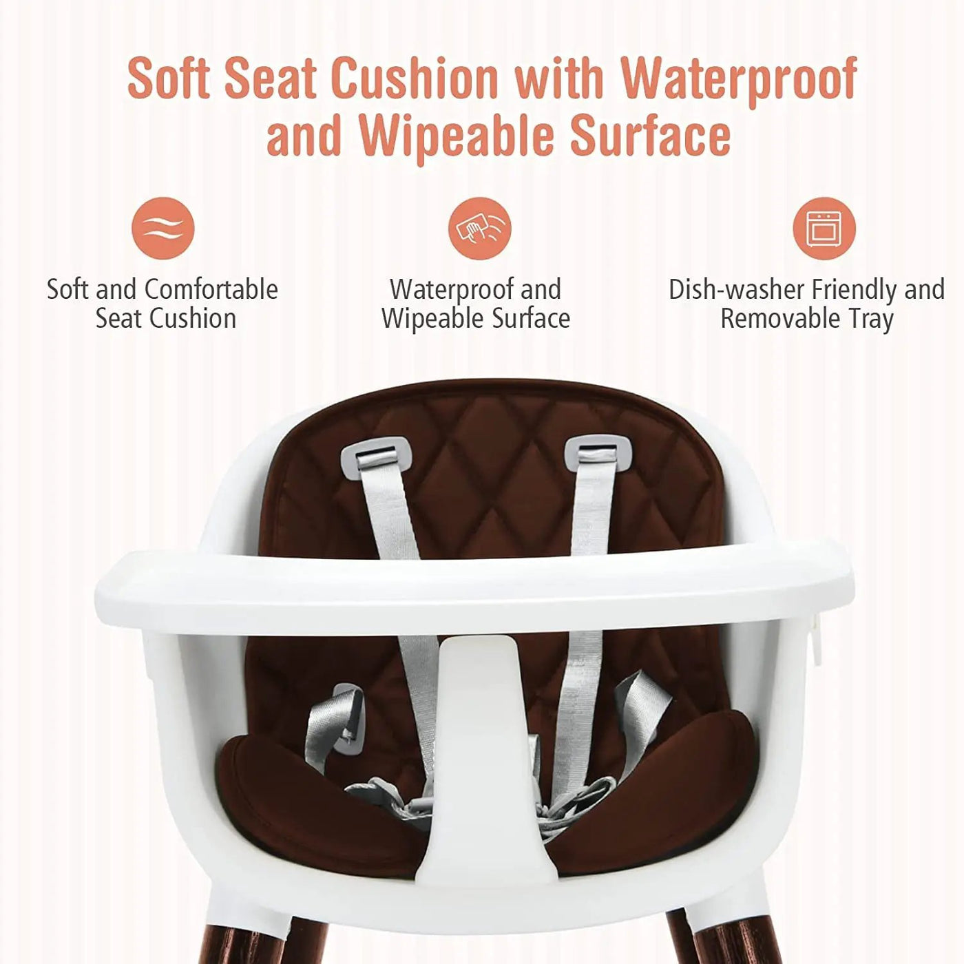 3-In-1 Adjustable Baby High Chair with Soft Seat Cushion for Toddlers by DirectDeals