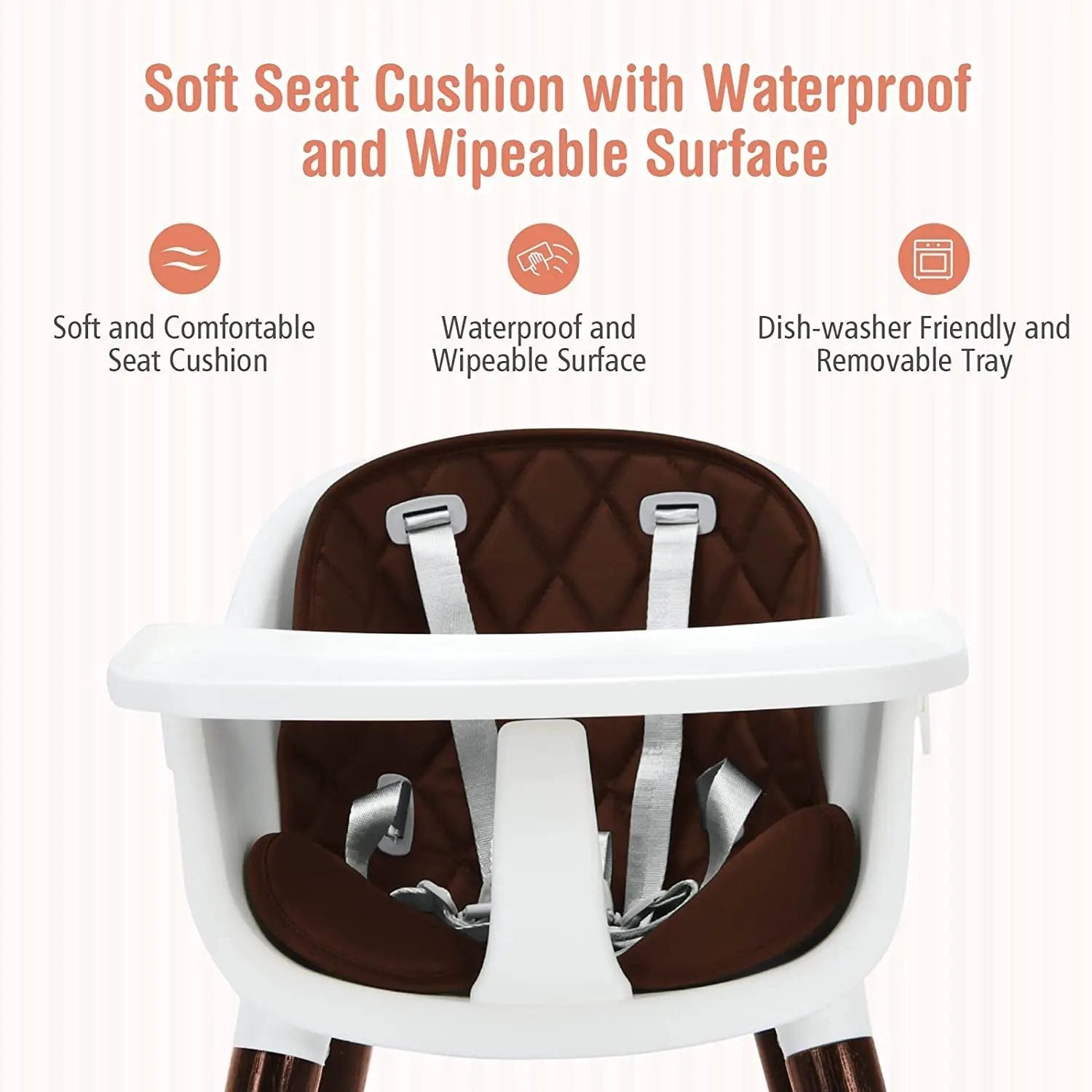 3-In-1 Adjustable Baby High Chair with Soft Seat Cushion for Toddlers by DirectDeals
