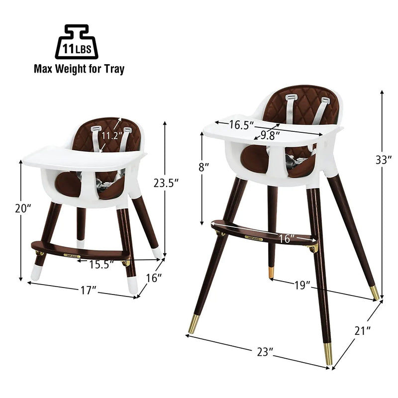 3-In-1 Adjustable Baby High Chair with Soft Seat Cushion for Toddlers by DirectDeals