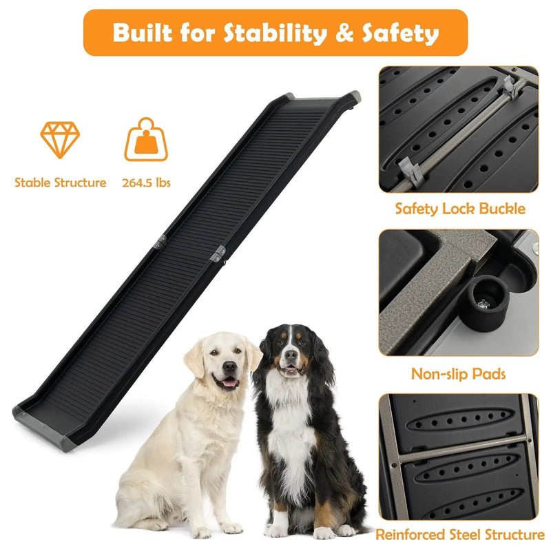 63 Feet Upgrade Folding Pet Ramp Portable Dog Ramp with Steel Frame by DirectDeals