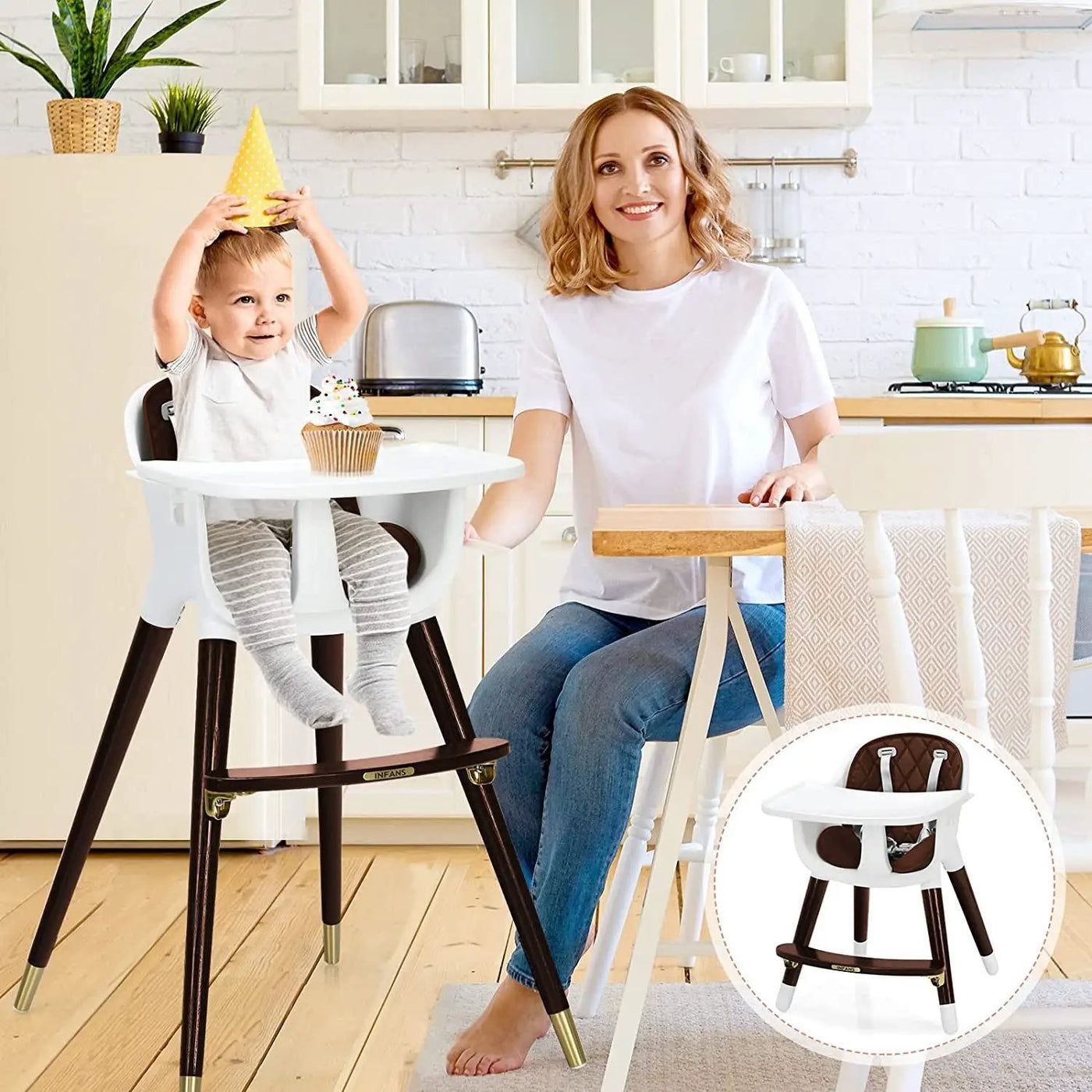 3-In-1 Adjustable Baby High Chair with Soft Seat Cushion for Toddlers by DirectDeals