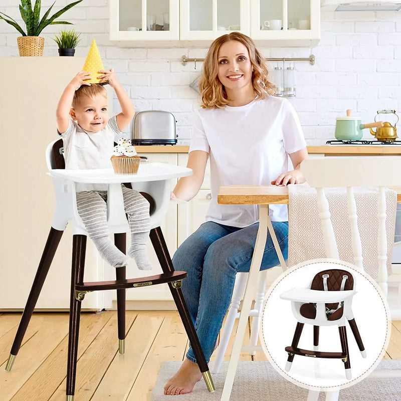 3-In-1 Adjustable Baby High Chair with Soft Seat Cushion for Toddlers by DirectDeals