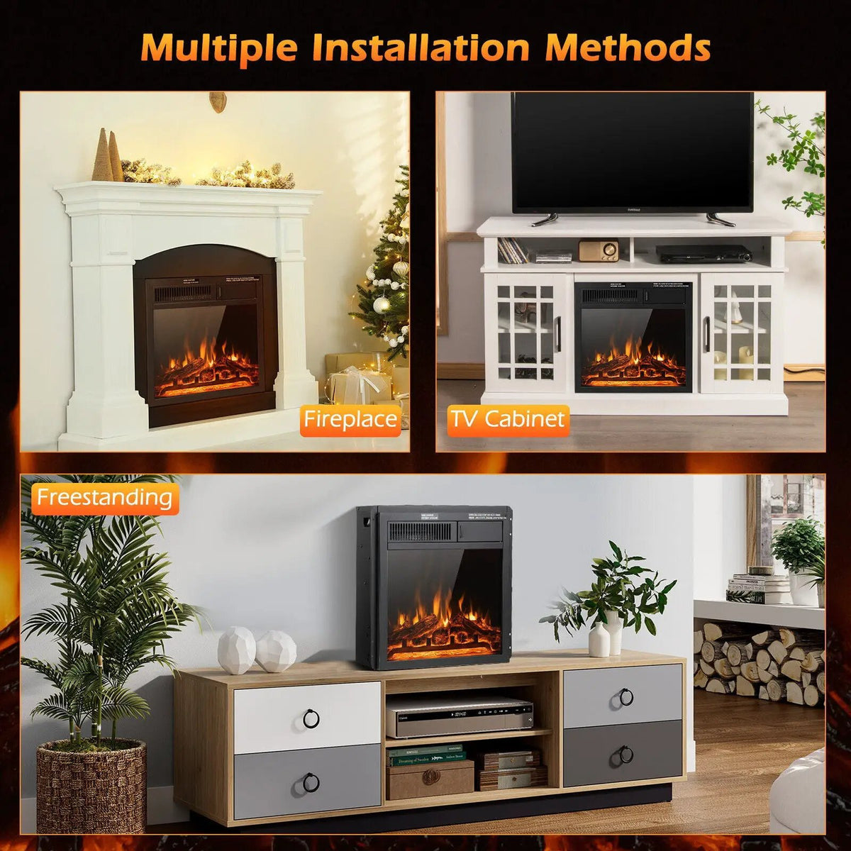 18/22.5 Inch Electric Fireplace Insert with 7 by DirectDeals