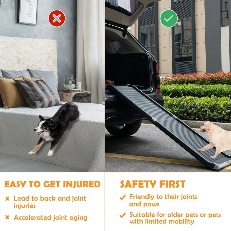 63 Feet Upgrade Folding Pet Ramp Portable Dog Ramp with Steel Frame by DirectDeals