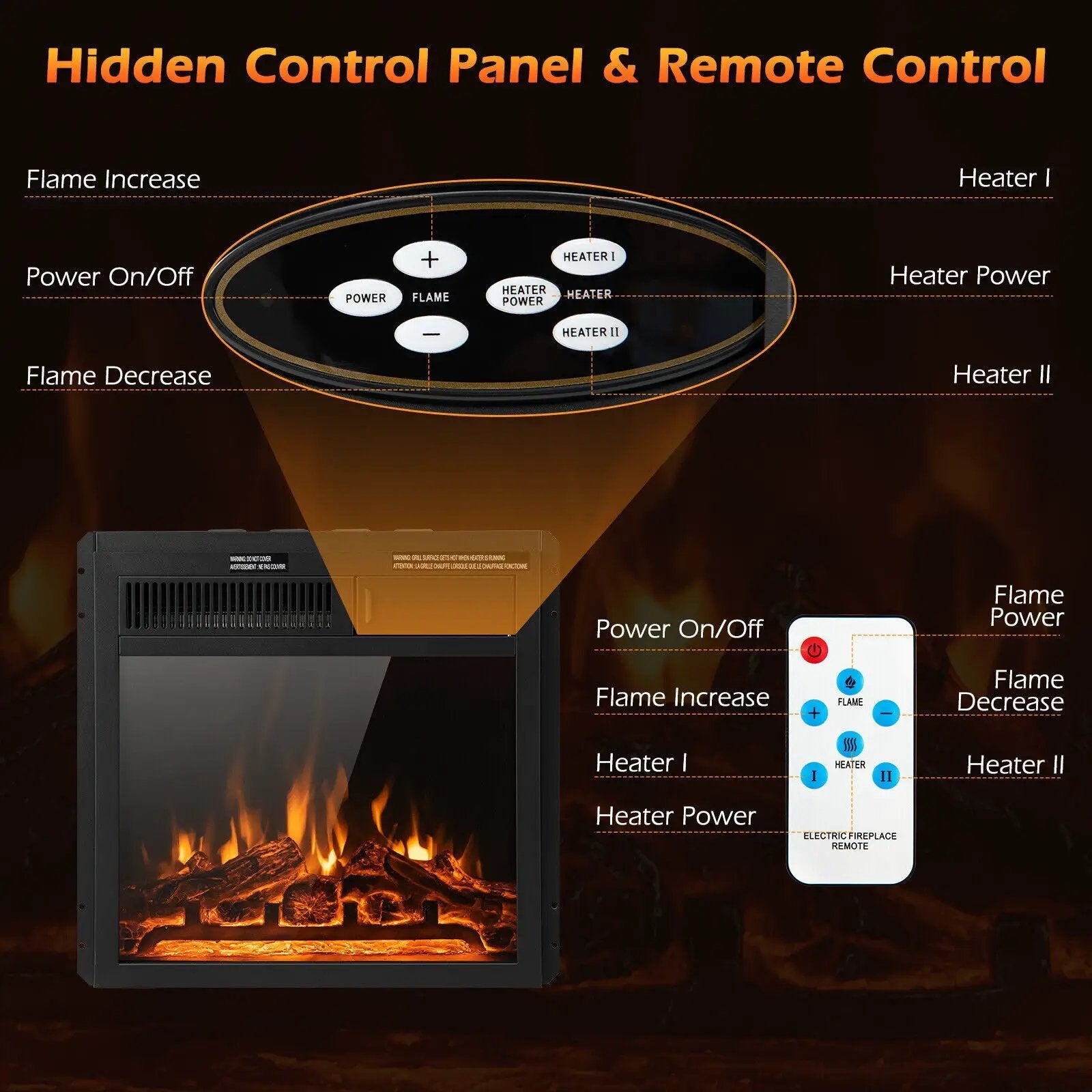 18/22.5 Inch Electric Fireplace Insert with 7 by DirectDeals