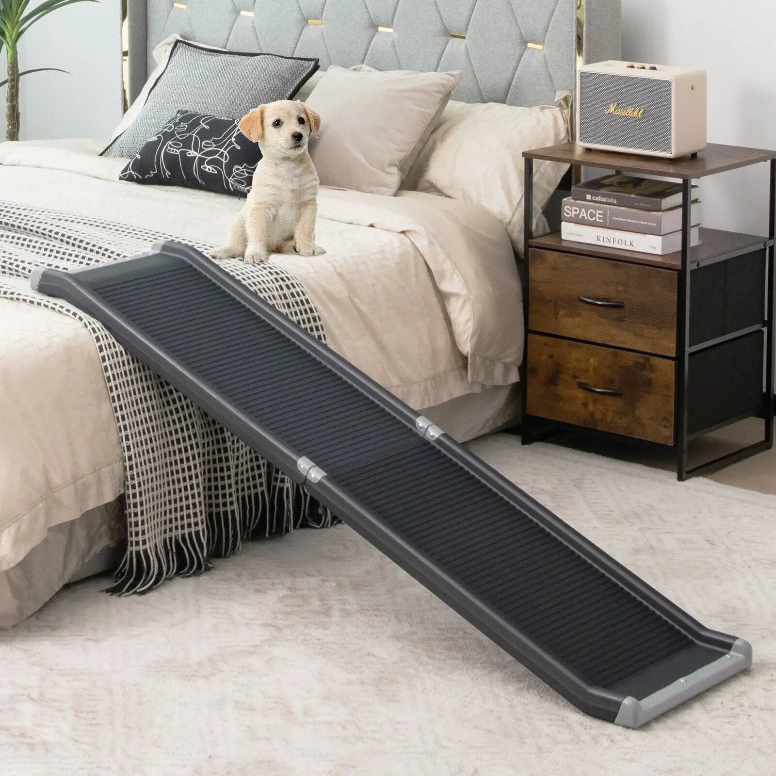 63 Feet Upgrade Folding Pet Ramp Portable Dog Ramp with Steel Frame by DirectDeals