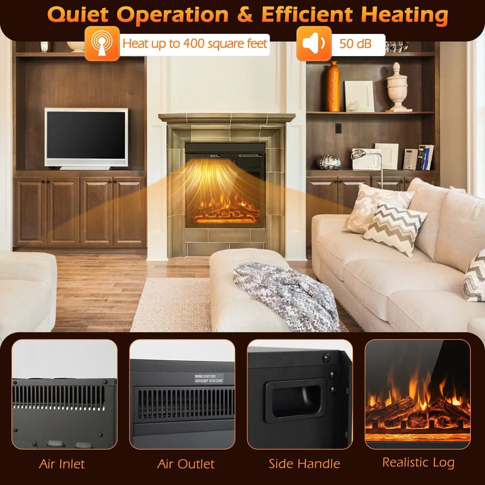 18/22.5 Inch Electric Fireplace Insert with 7 by DirectDeals