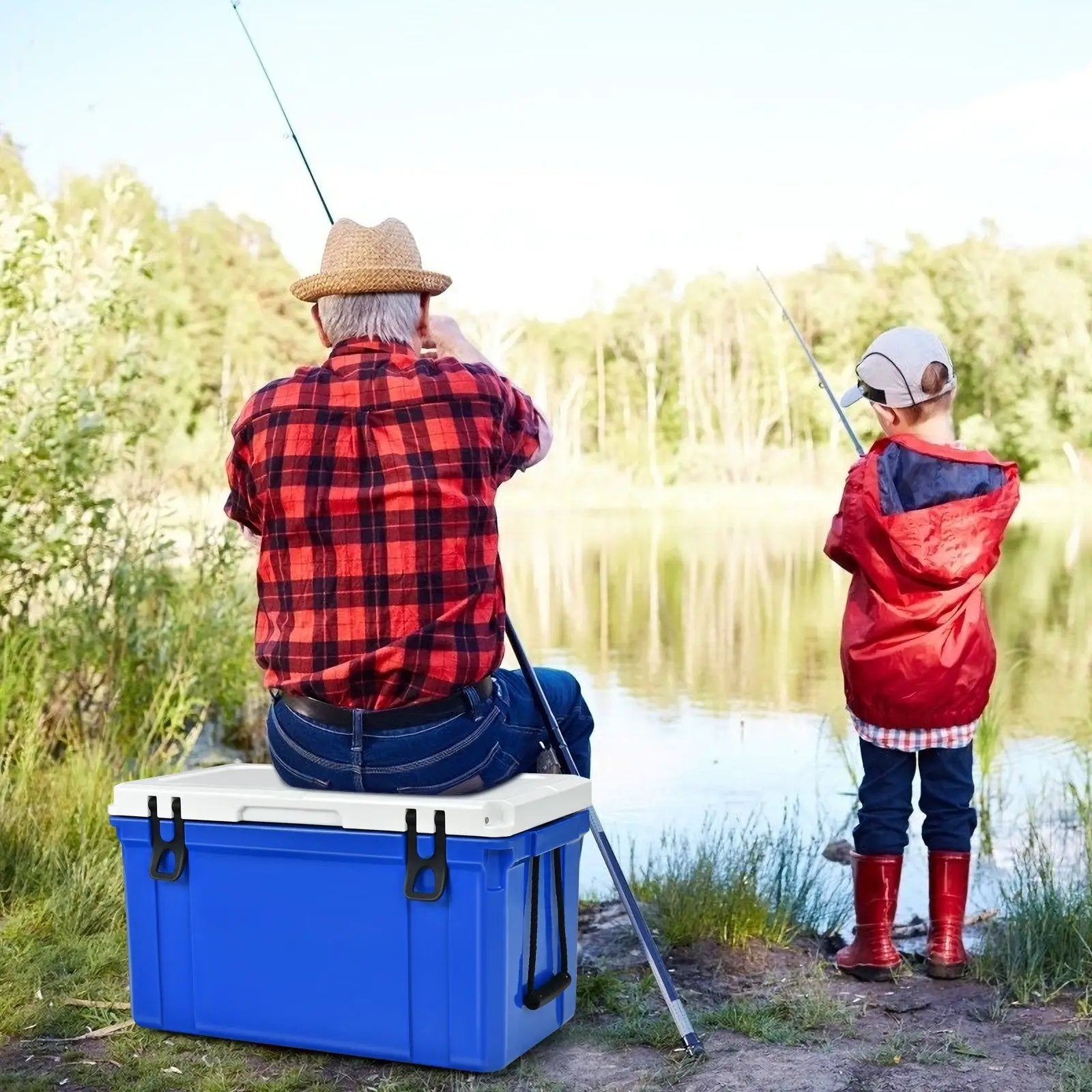 58 Quart Leak-Proof Portable Cooler Ice Box for Camping-Blue by DirectDeals