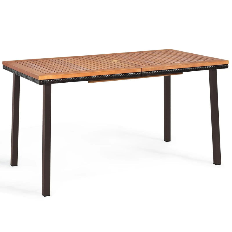 55 Inch Patio Acacia Dining Table with Umbrella Hole by DirectDeals