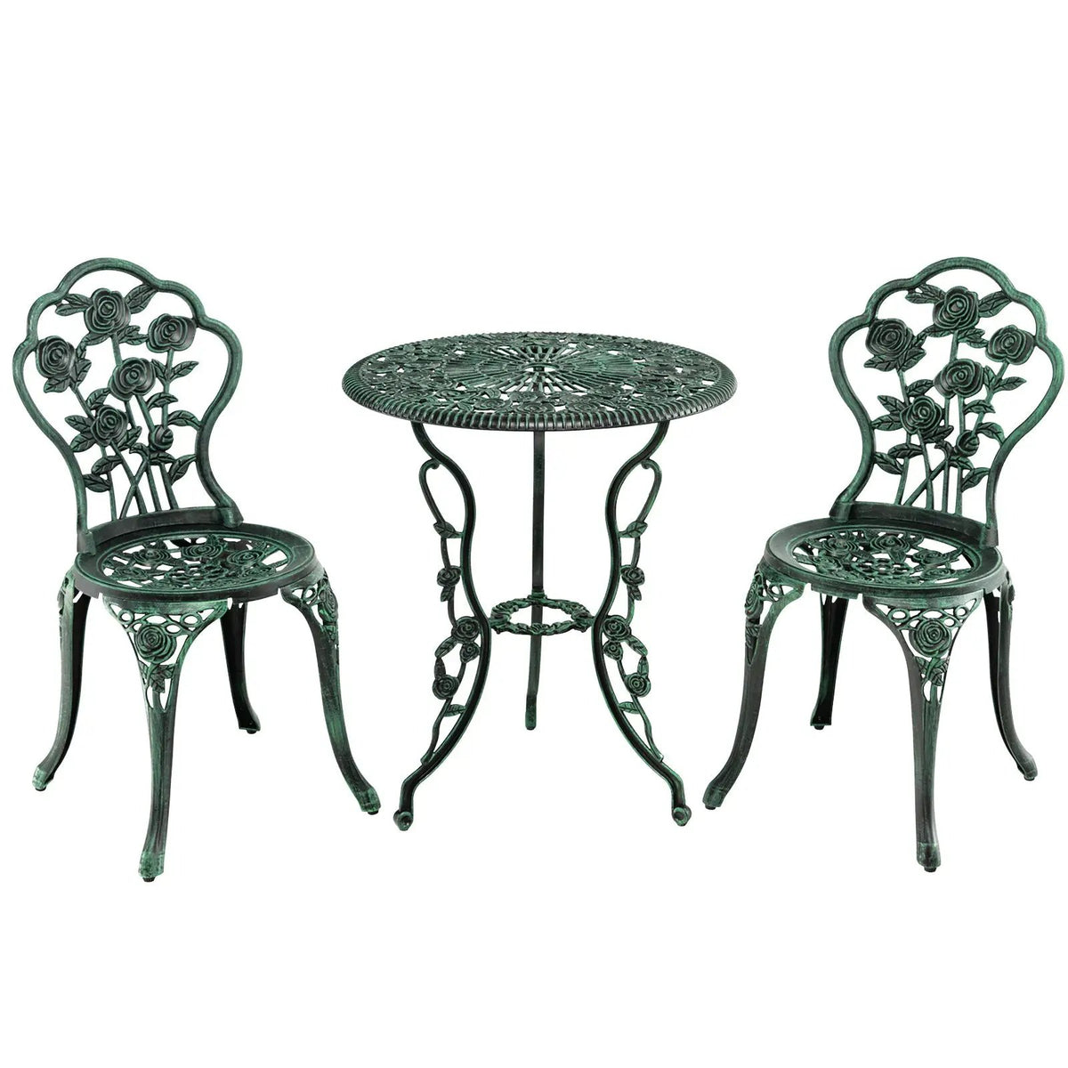 Outdoor Cast Aluminum Patio Furniture Set with Rose Design by DirectDeals