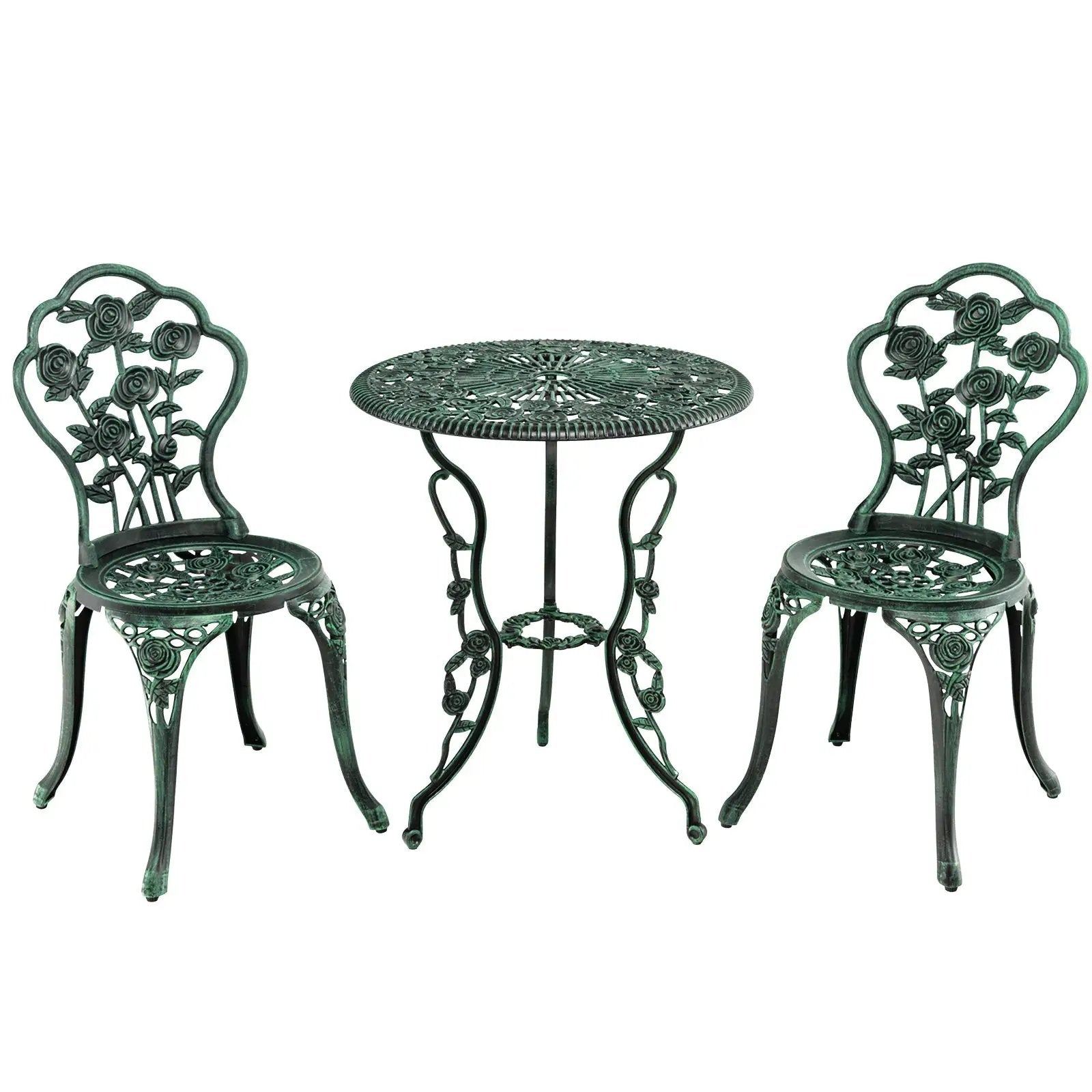 Outdoor Cast Aluminum Patio Furniture Set with Rose Design by DirectDeals