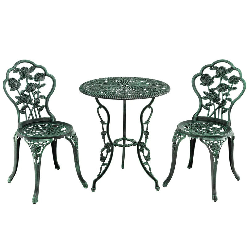 Outdoor Cast Aluminum Patio Furniture Set with Rose Design by DirectDeals
