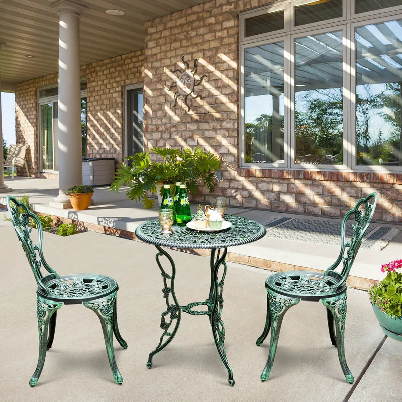 Outdoor Cast Aluminum Patio Furniture Set with Rose Design by DirectDeals