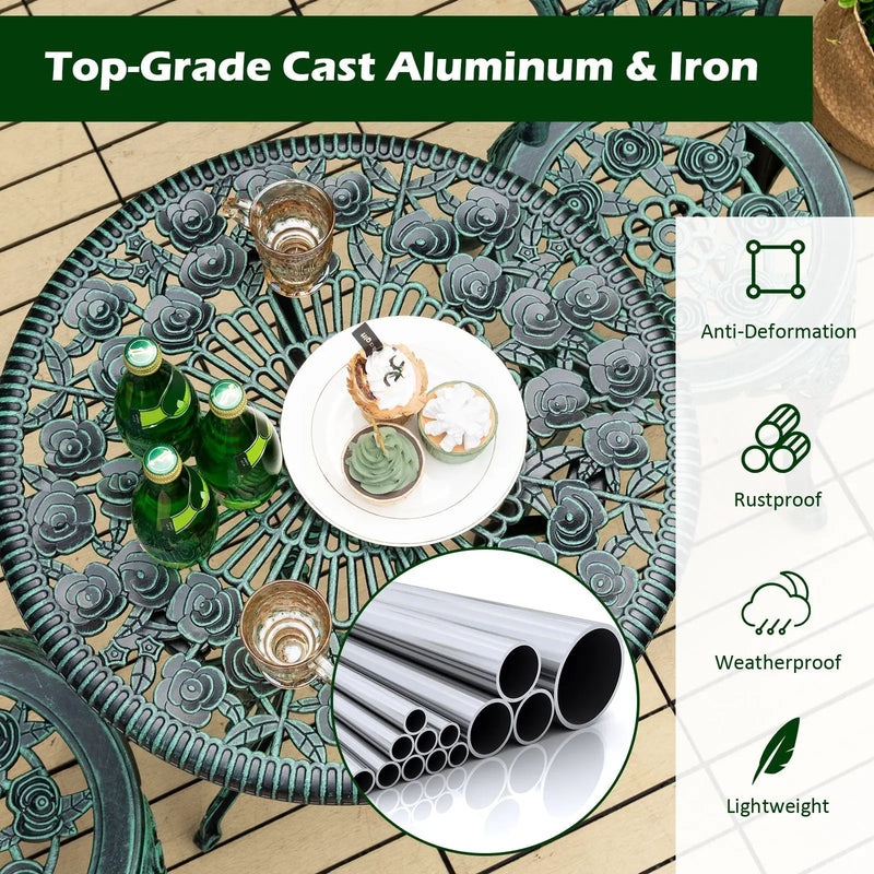 Outdoor Cast Aluminum Patio Furniture Set with Rose Design by DirectDeals