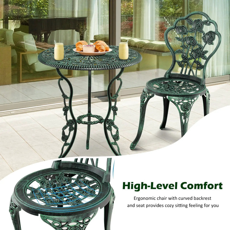 Outdoor Cast Aluminum Patio Furniture Set with Rose Design by DirectDeals