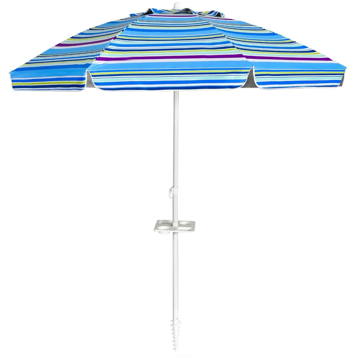 7.2 Feet Portable Outdoor Beach Umbrella with Sand Anchor and Tilt Mechanism by DirectDeals