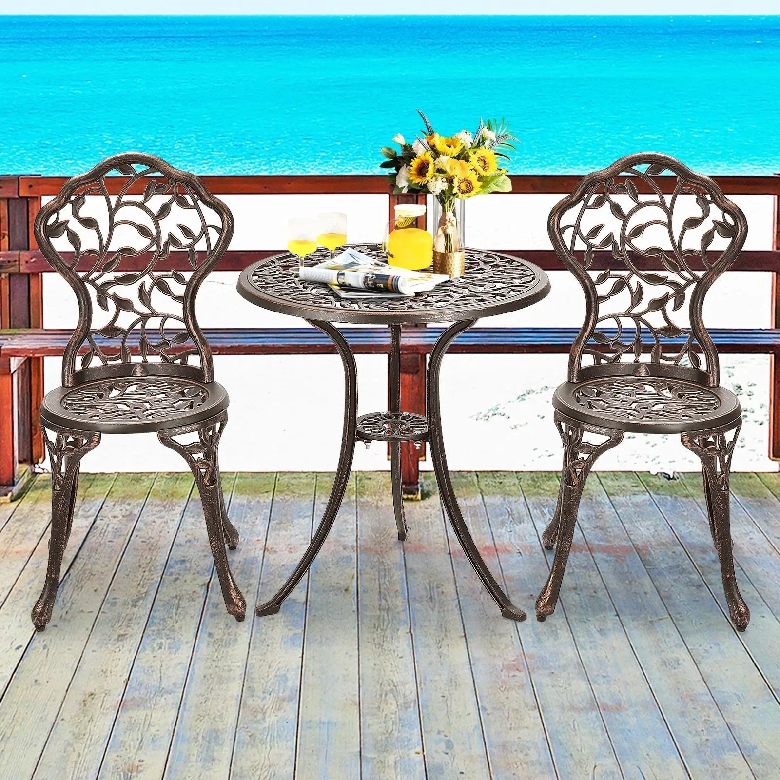 3 Pieces Cast Aluminum Bistro Set by DirectDeals
