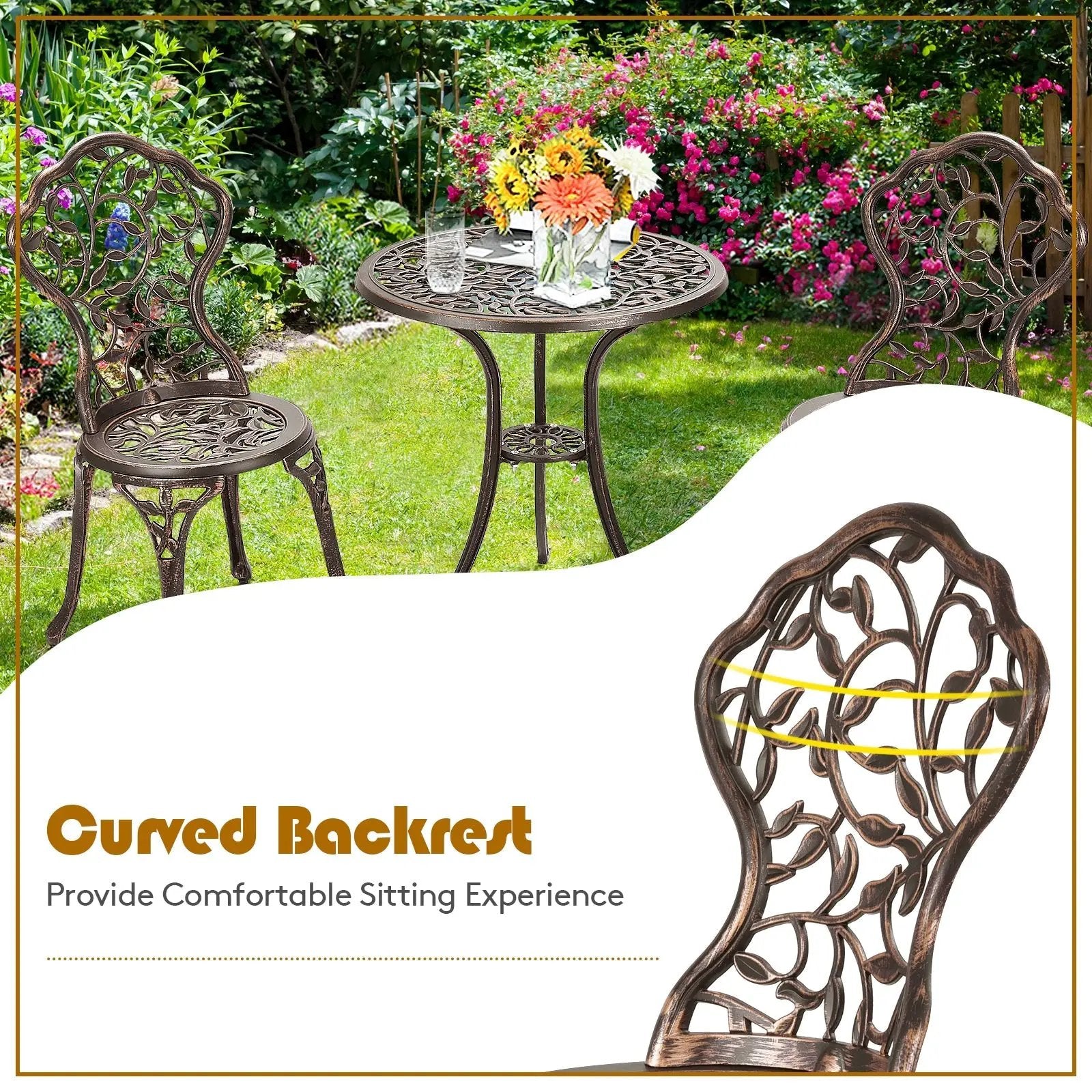 3 Pieces Cast Aluminum Bistro Set by DirectDeals