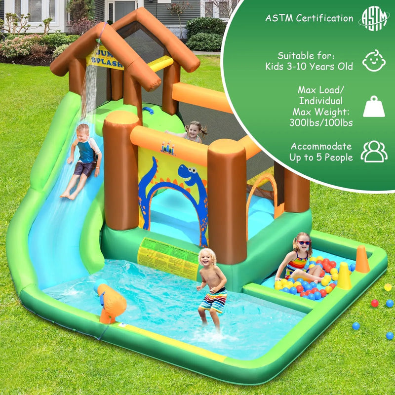 Inflatable Waterslide Bounce House Climbing Wall Ball Pit with Blower by DirectDeals