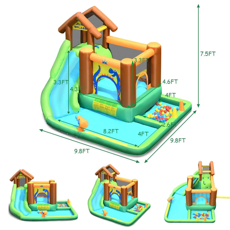Inflatable Waterslide Bounce House Climbing Wall Ball Pit with Blower by DirectDeals