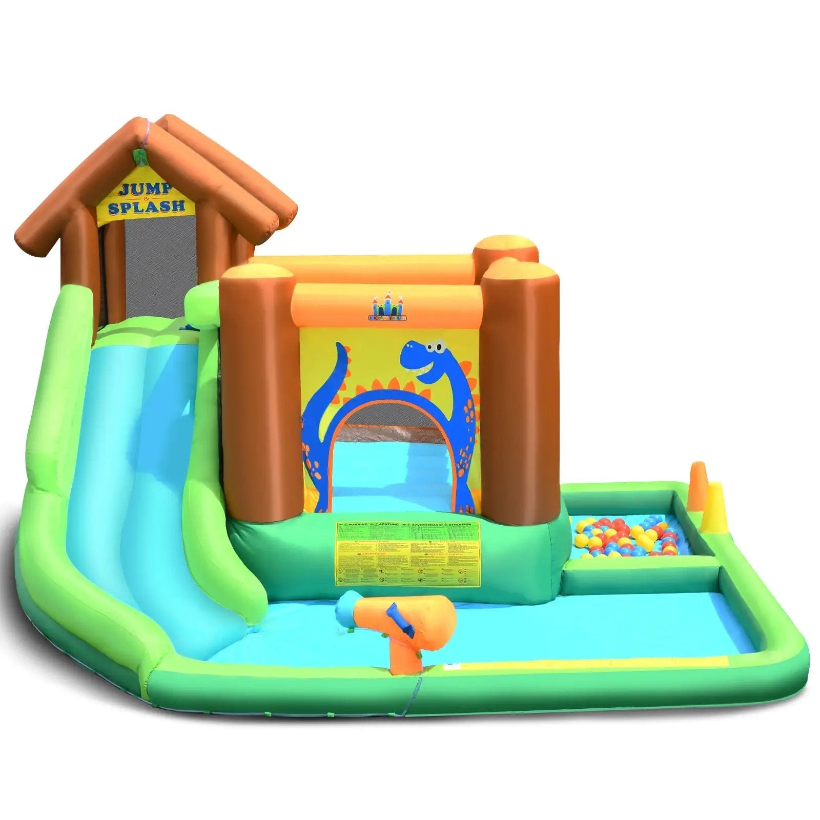 Inflatable Waterslide Bounce House Climbing Wall Ball Pit with Blower by DirectDeals