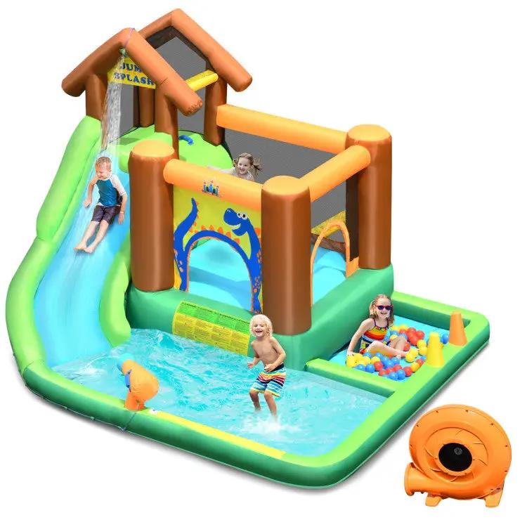 Inflatable Waterslide Bounce House Climbing Wall Ball Pit with Blower by DirectDeals