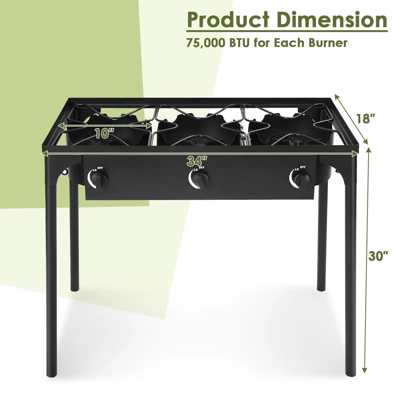 225000 BTU Portable Propane 3 Burner Gas Cooker by DirectDeals