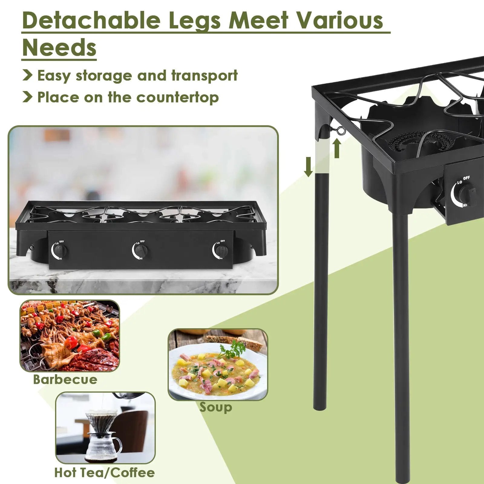 225000 BTU Portable Propane 3 Burner Gas Cooker by DirectDeals