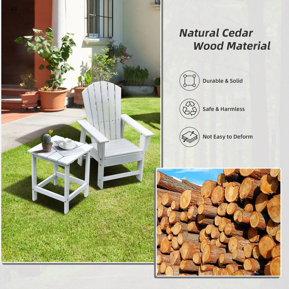 15 Inch Patio Square Wooden Slat End Side Coffee Table for Garden by DirectDeals