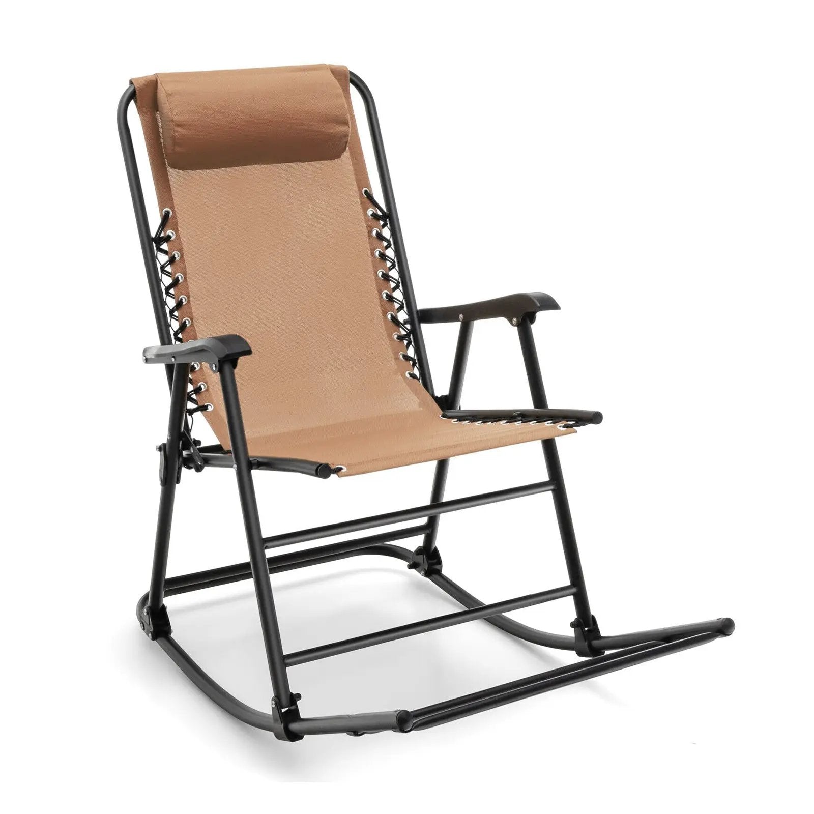 Outdoor Patio Camping Lightweight Folding Rocking Chair with Footrest by DirectDeals