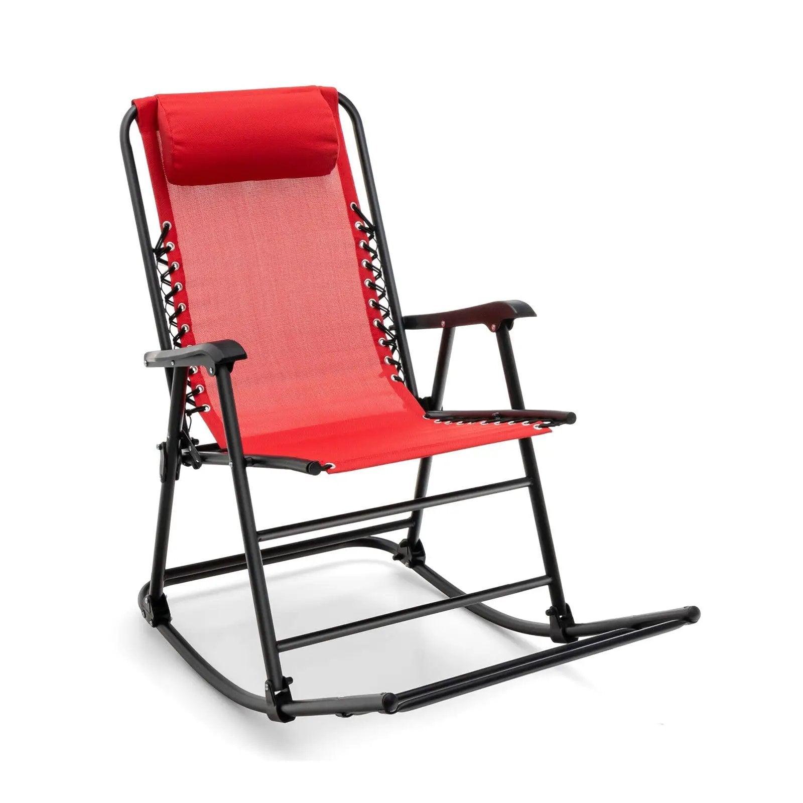 Outdoor Patio Camping Lightweight Folding Rocking Chair with Footrest by DirectDeals