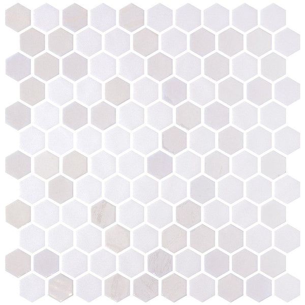 Opalo White Multi Finish Hexagon Glass Mosaics 11 3/4x11 1/2