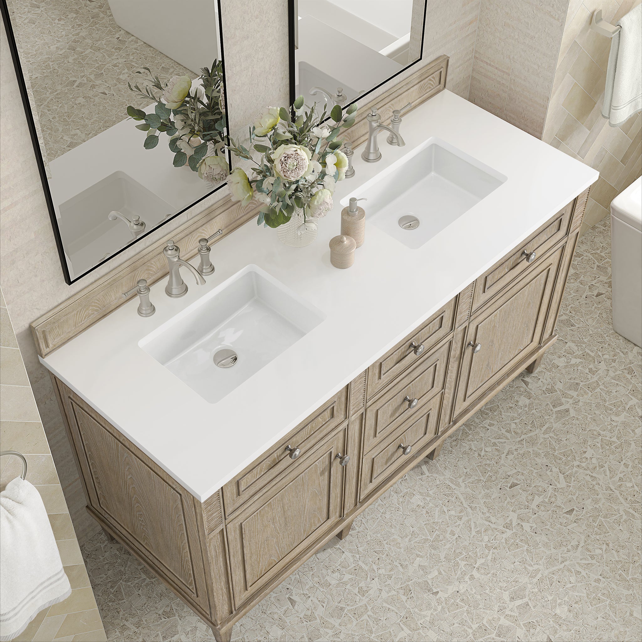 James Martin Lorelai 60" Double Bathroom Vanity, Whitewashed Oak, view 39