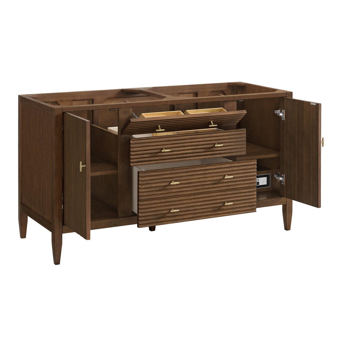 James Martin Myrrin 60" Double Bathroom Vanity, Mid-Century Walnut, view 37