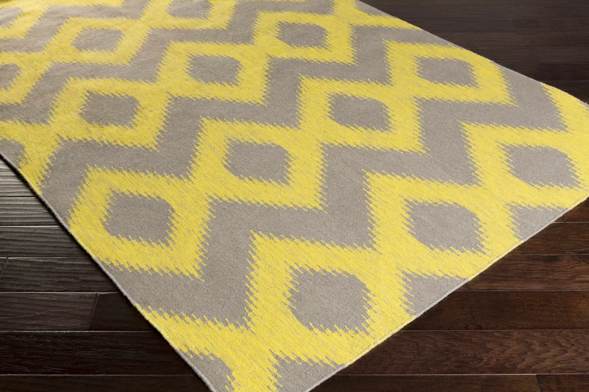 Oradell Yellow Ikat Wool Rug - Clearance by Boutique Rugs