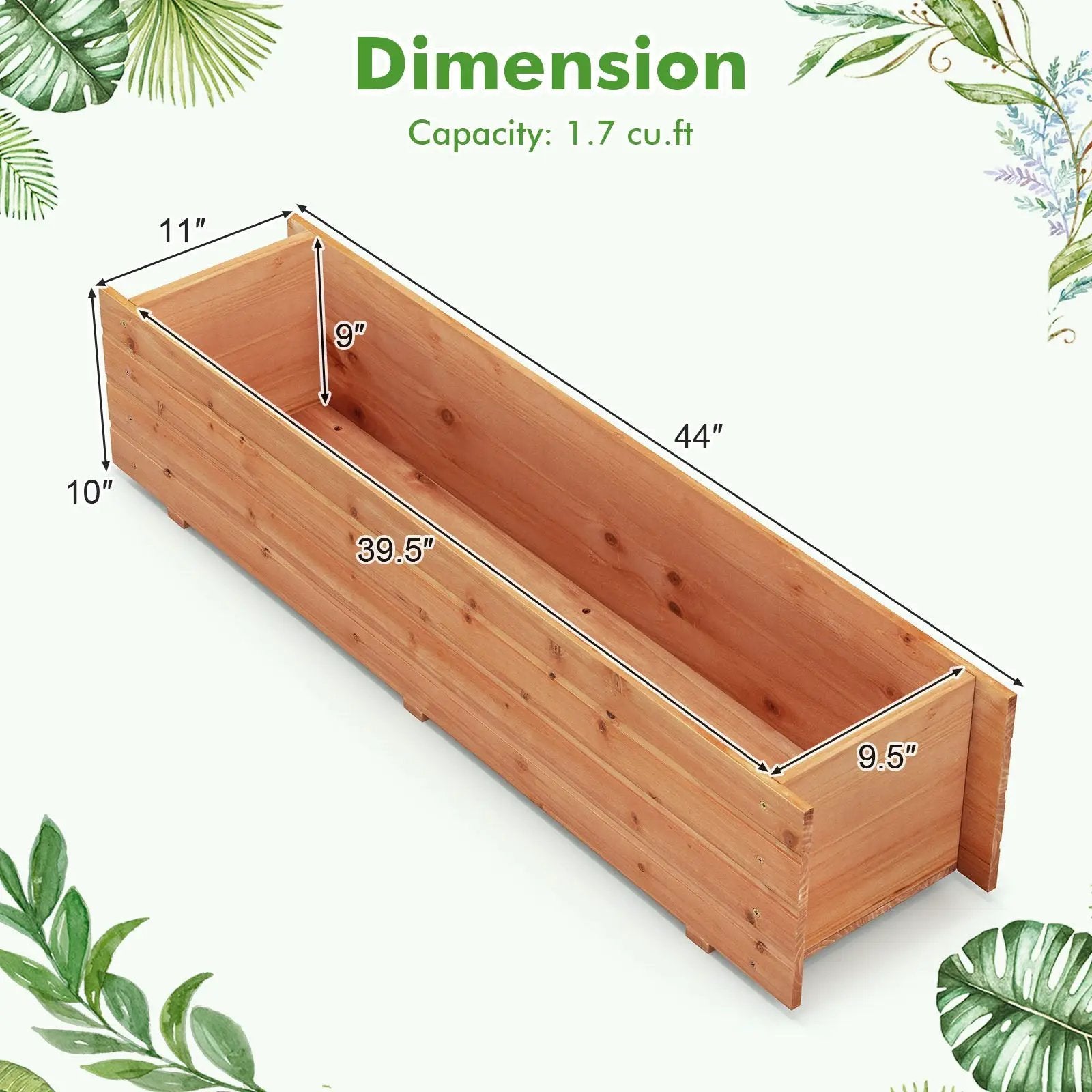 Fir Wood Planter Box with 2 Drainage Holes and 3 Added Bottom Crossbars-Orange by DirectDeals