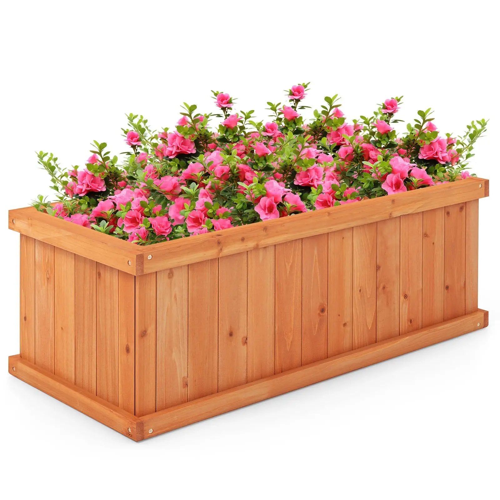 Raised Garden Bed Wooden Planter Box with 4 Drainage Holes and Detachable Bottom Panels-Orange by DirectDeals