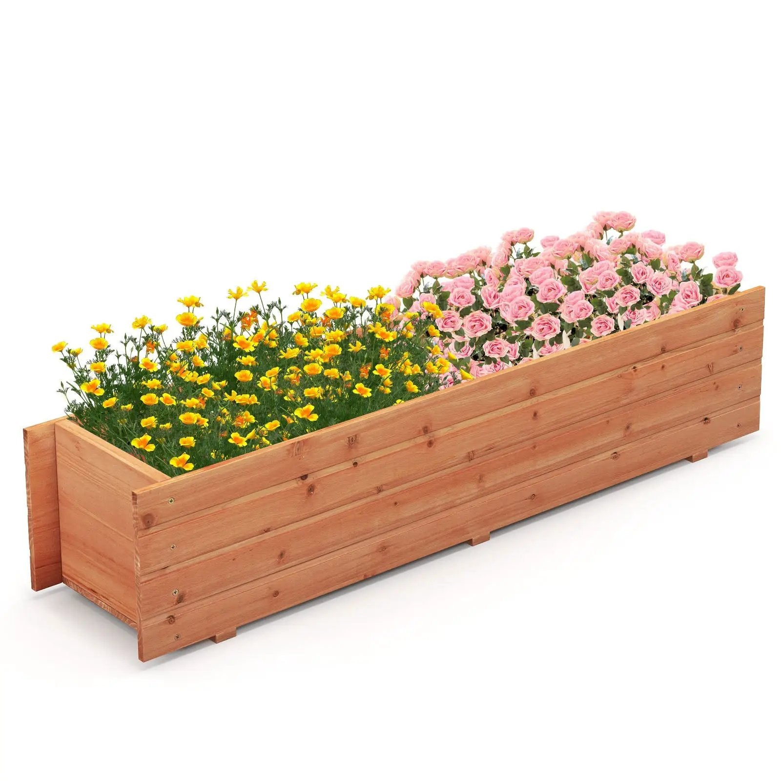 Fir Wood Planter Box with 2 Drainage Holes and 3 Added Bottom Crossbars-Orange by DirectDeals