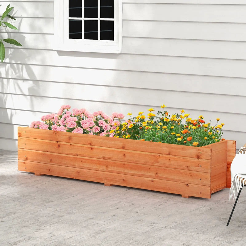 Fir Wood Planter Box with 2 Drainage Holes and 3 Added Bottom Crossbars-Orange by DirectDeals