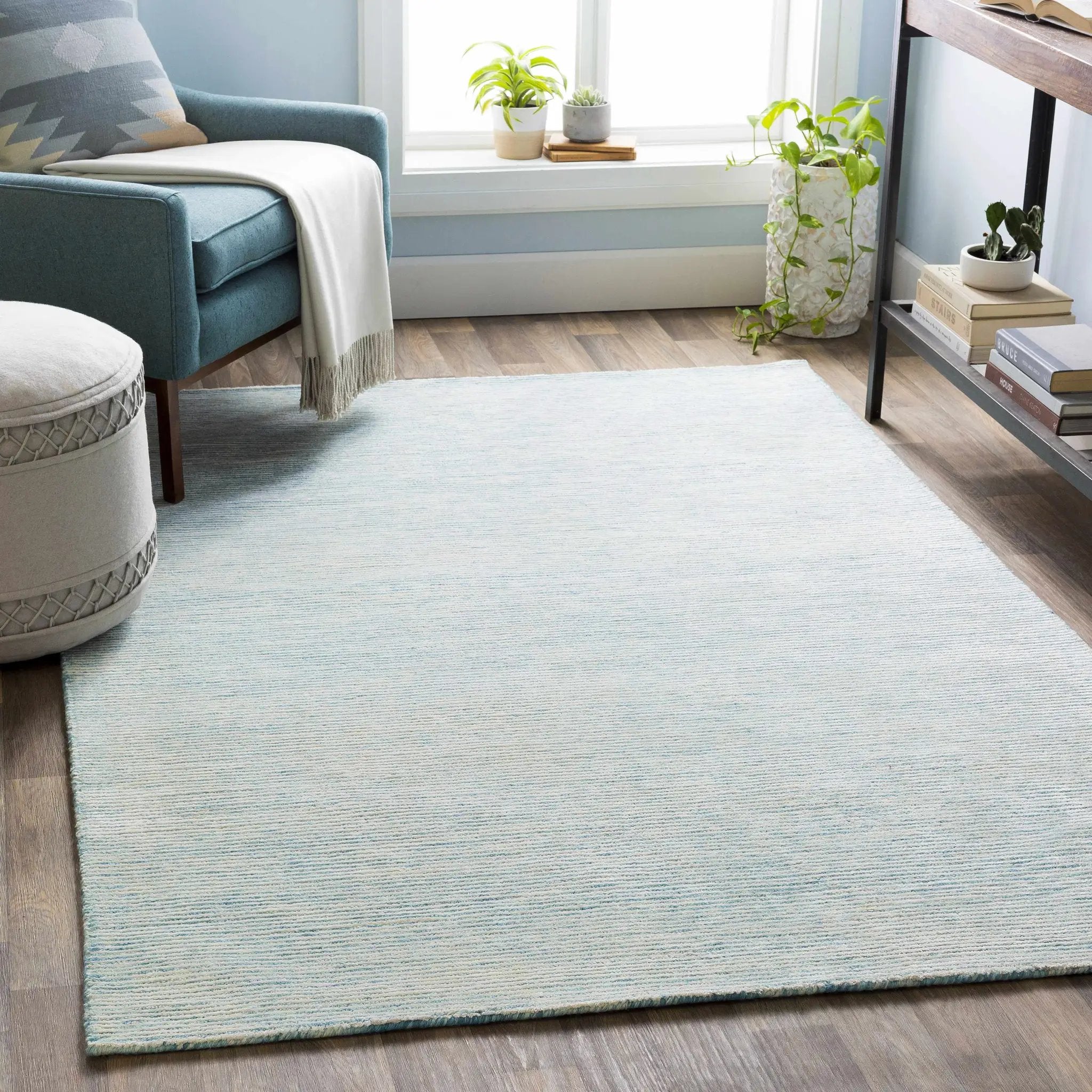 Orcas Hand Tufted Wool-Blend Rug - Ice Blue by Boutique Rugs