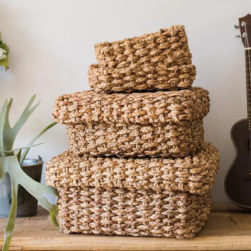 Organic Straw Organizer Storage with Lid by RusticReach