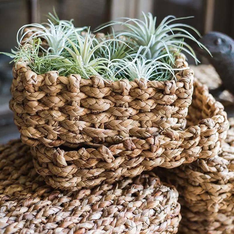 Organic Straw Organizer Storage with Lid by RusticReach