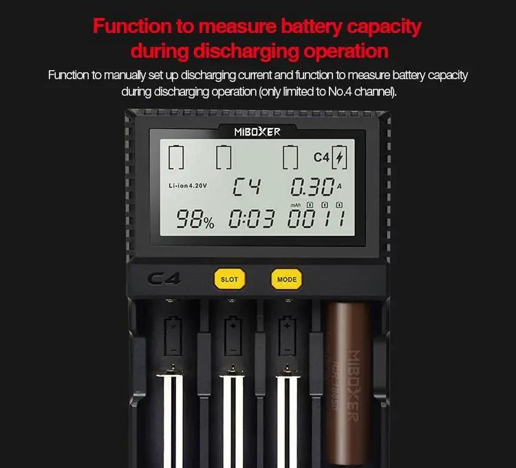 Original MiBOXER Smart Universal 4-Bay Charger, Automatic LCD Display,Fast Charging Rechargeable Li-ion LiFePO4 Ni-MH Ni-Cd AA AAA by Outdoor Solar Outlet