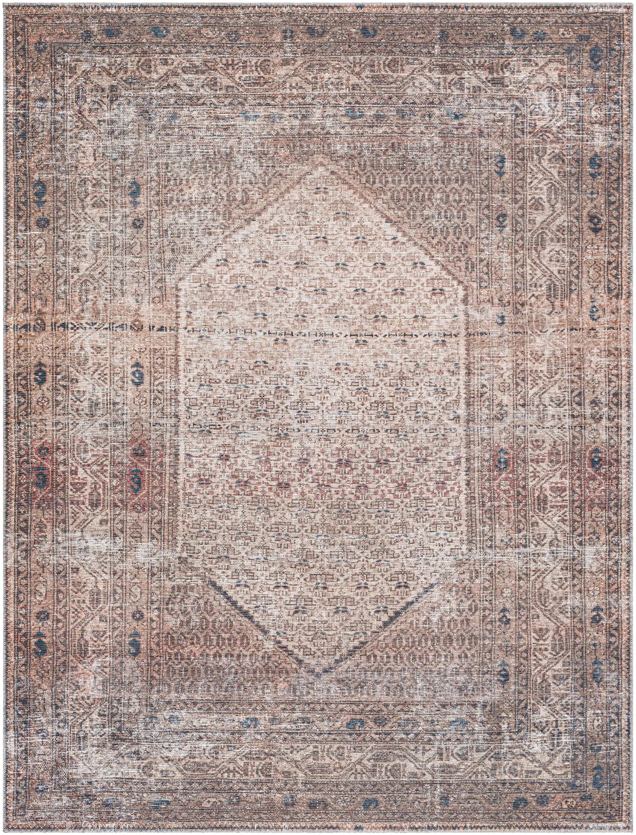 Tan Ormstown Distressed Washable Area Rug - Clearance by Boutique Rugs