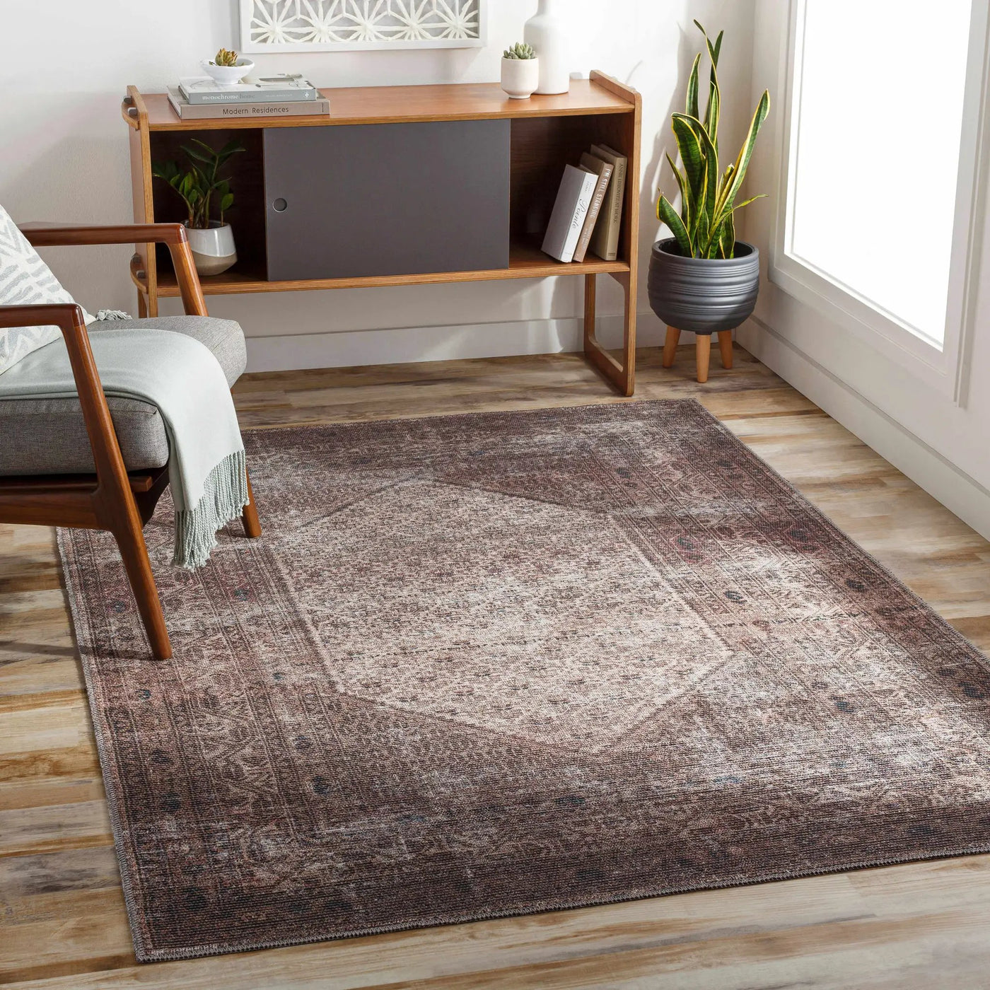 Tan Ormstown Distressed Washable Area Rug - Clearance by Boutique Rugs