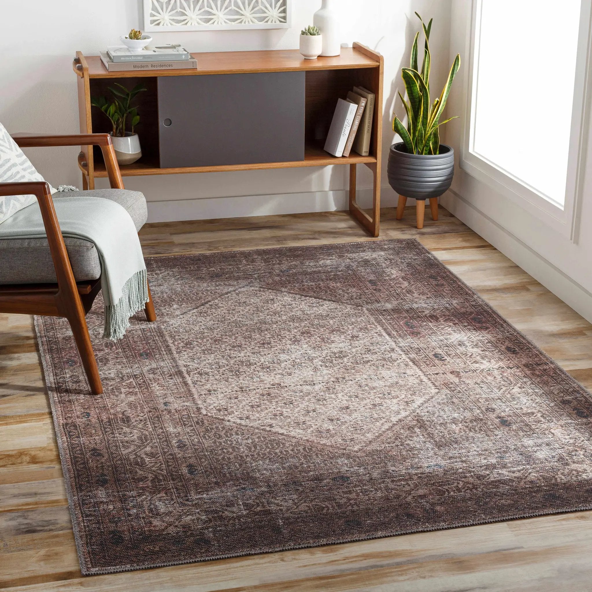 Tan Ormstown Distressed Washable Area Rug - Clearance by Boutique Rugs