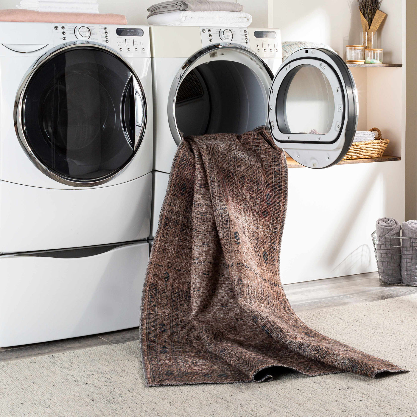 Tan Ormstown Distressed Washable Area Rug - Clearance by Boutique Rugs
